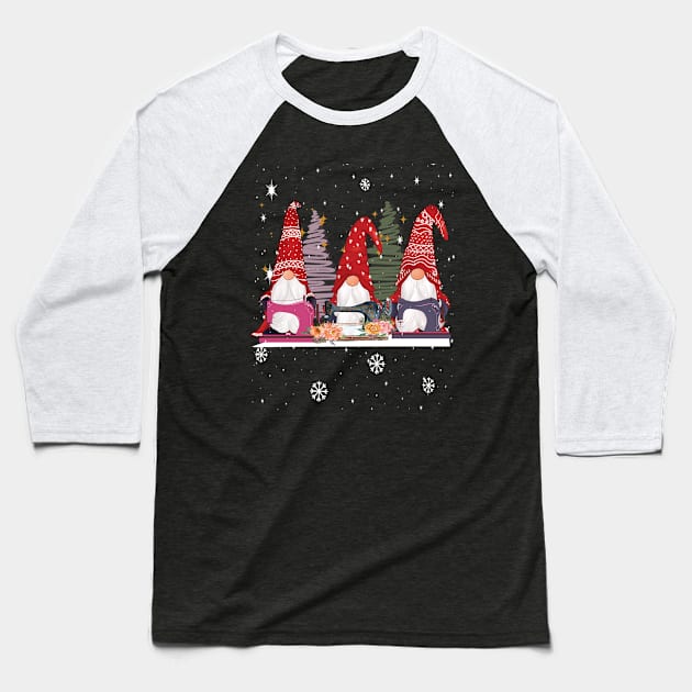 Sewing gnomes three quilting gnomes christmas gift Baseball T-Shirt by DODG99